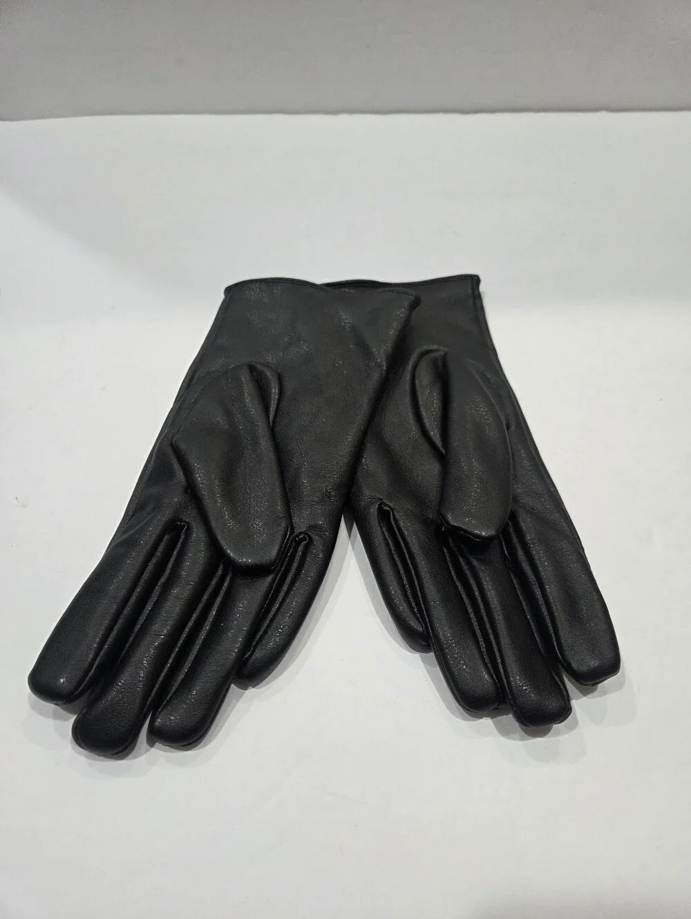 George Women's Black Faux  Leather  Gloves Sz.S/M